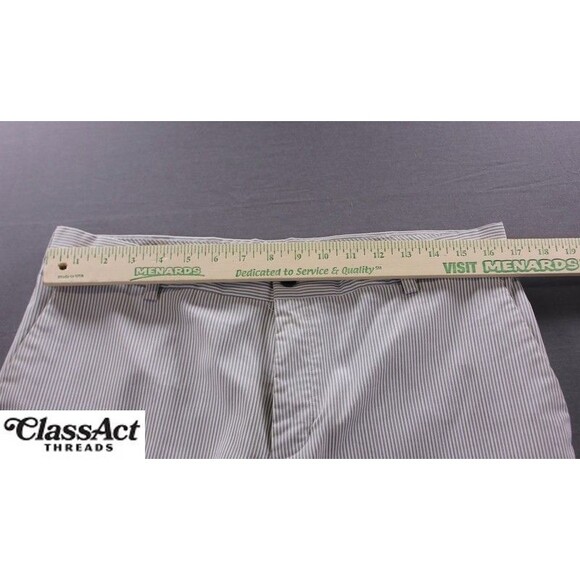 Nike Golf Pants Dri-Fit Slacks Gray White Striped Mens Flat Fronts 33" X 32" - Picture 9 of 14